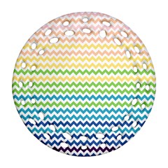 Pastel Gradient Rainbow Chevron Ornament (round Filigree) 