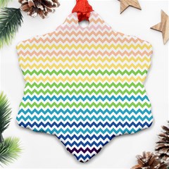 Pastel Gradient Rainbow Chevron Snowflake Ornament (2-side)