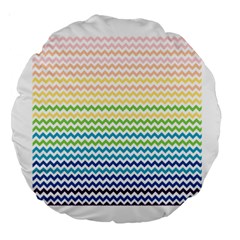 Pastel Gradient Rainbow Chevron Large 18  Premium Round Cushions by CraftyLittleNodes