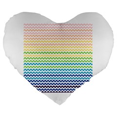 Pastel Gradient Rainbow Chevron Large 19  Premium Heart Shape Cushions