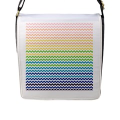 Pastel Gradient Rainbow Chevron Flap Messenger Bag (l) 