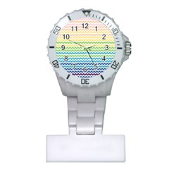 Pastel Gradient Rainbow Chevron Nurses Watches