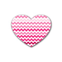 Pink Gradient Chevron Large Heart Coaster (4 Pack)  by CraftyLittleNodes