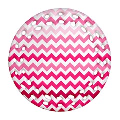 Pink Gradient Chevron Large Round Filigree Ornament (2side) by CraftyLittleNodes