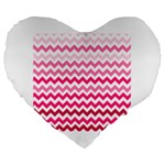 Pink Gradient Chevron Large Large 19  Premium Flano Heart Shape Cushions Front