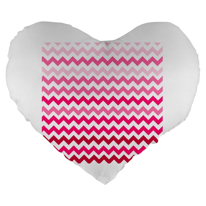 Pink Gradient Chevron Large Large 19  Premium Flano Heart Shape Cushions