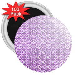 Purple Damask Gradient 3  Magnets (100 Pack)