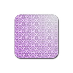 Purple Damask Gradient Rubber Coaster (square) 