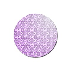 Purple Damask Gradient Rubber Coaster (round) 