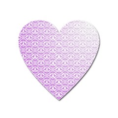 Purple Damask Gradient Heart Magnet