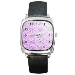 Purple Damask Gradient Square Metal Watches by CraftyLittleNodes