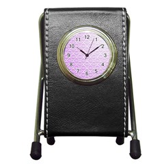 Purple Damask Gradient Pen Holder Desk Clocks