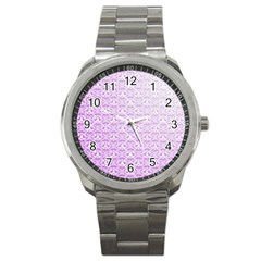 Purple Damask Gradient Sport Metal Watches by CraftyLittleNodes