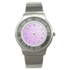 Purple Damask Gradient Stainless Steel Watches