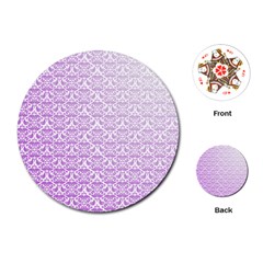 Purple Damask Gradient Playing Cards (round) 