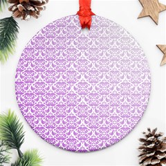 Purple Damask Gradient Round Ornament (two Sides)  by CraftyLittleNodes