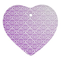 Purple Damask Gradient Heart Ornament (2 Sides) by CraftyLittleNodes