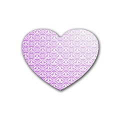 Purple Damask Gradient Rubber Coaster (heart) 