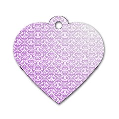 Purple Damask Gradient Dog Tag Heart (one Side) by CraftyLittleNodes