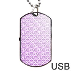 Purple Damask Gradient Dog Tag Usb Flash (two Sides)  by CraftyLittleNodes