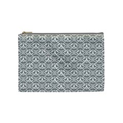 Gray Damask Cosmetic Bag (medium)  by CraftyLittleNodes