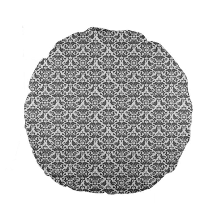 Gray Damask Standard 15  Premium Round Cushions