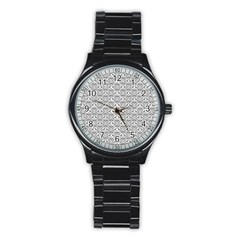 Gray Damask Stainless Steel Round Watches