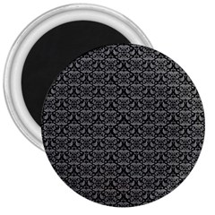 Silver Damask With Black Background 3  Magnets