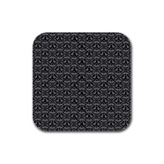 Silver Damask With Black Background Rubber Square Coaster (4 Pack) 