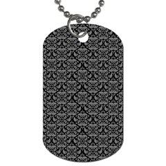 Silver Damask With Black Background Dog Tag (two Sides)