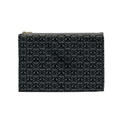 Silver Damask With Black Background Cosmetic Bag (medium) 