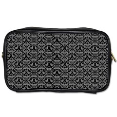 Silver Damask With Black Background Toiletries Bags 2-side