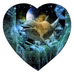 Funny Dolphin In The Universe Jigsaw Puzzle (heart)