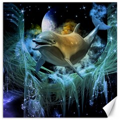 Funny Dolphin In The Universe Canvas 20  X 20  