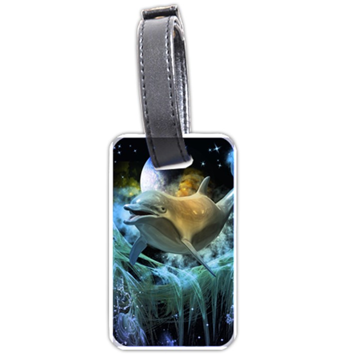 Funny Dolphin In The Universe Luggage Tags (One Side) 