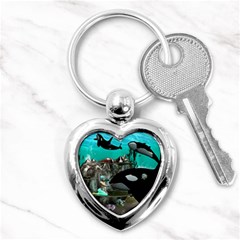 Cute Mermaid Playing With Orca Key Chains (heart) 