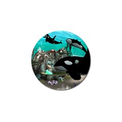 Cute Mermaid Playing With Orca Golf Ball Marker (10 Pack)