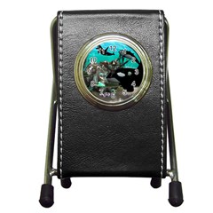 Cute Mermaid Playing With Orca Pen Holder Desk Clocks