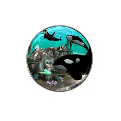 Cute Mermaid Playing With Orca Hat Clip Ball Marker