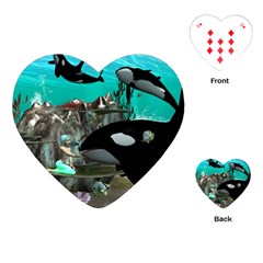 Cute Mermaid Playing With Orca Playing Cards (heart) 