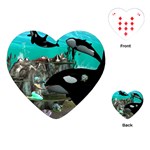 Cute Mermaid Playing With Orca Playing Cards (Heart)  Front