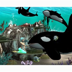 Cute Mermaid Playing With Orca Collage 8  X 10  by FantasyWorld7