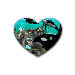 Cute Mermaid Playing With Orca Rubber Coaster (heart) 