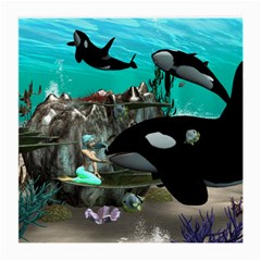 Cute Mermaid Playing With Orca Medium Glasses Cloth