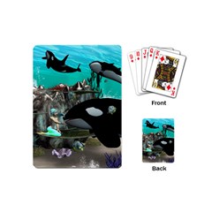 Cute Mermaid Playing With Orca Playing Cards (mini) 