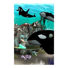 Cute Mermaid Playing With Orca Shower Curtain 48  X 72  (small)  by FantasyWorld7