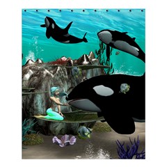 Cute Mermaid Playing With Orca Shower Curtain 60  X 72  (medium)  by FantasyWorld7