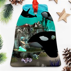 Cute Mermaid Playing With Orca Ornament (bell) 