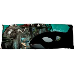 Cute Mermaid Playing With Orca Body Pillow Cases (dakimakura) 