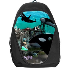 Cute Mermaid Playing With Orca Backpack Bag